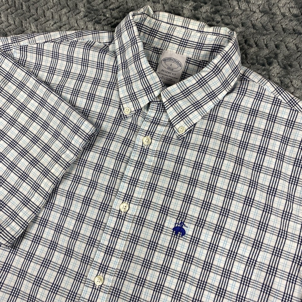 Brooks Brothers Mens Large Blue Seersucker Regent Button Shirt